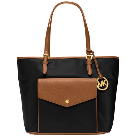 michael kors jet set tote black logo|Michael Kors jet set large.